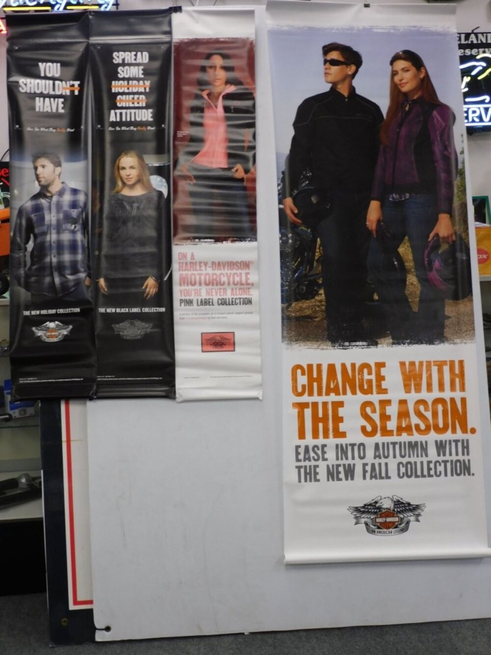 4 Vinyl In Store Harley Davidson Banners 3 Double Sided JC513